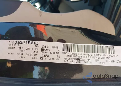 2011 Chrysler Town & Country Touring z USA, uszkodzony, nr VIN 2A4RR5DG6BR677168